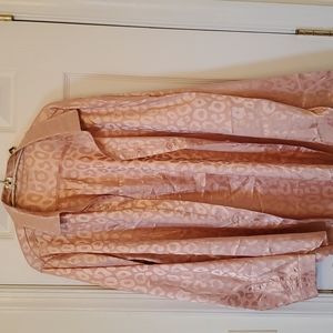 Oversized animal print satin button down shirt